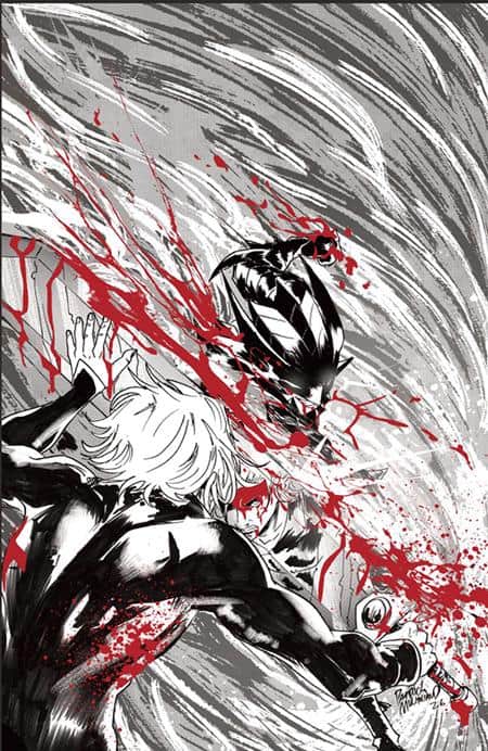CVR E PATRICK MULHOLLAND BLACK AND WHITE AND BLOOD VIRGIN CARDSTOCK