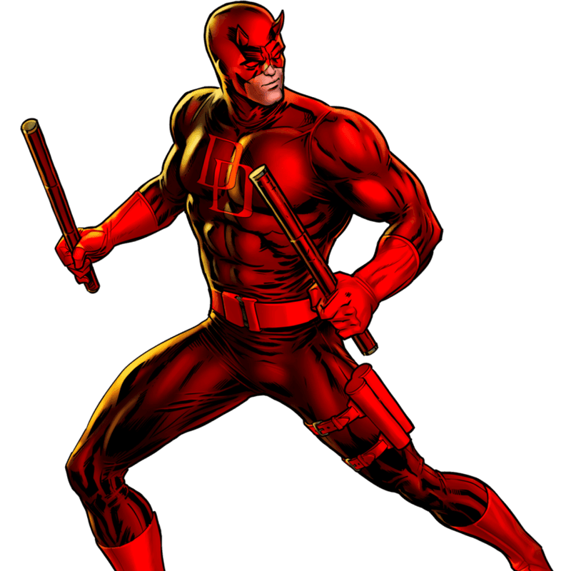 Daredevil mit einem Schläger in jeder Hand