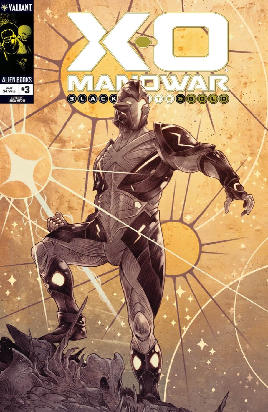 X-O Manowar: Black, White & Gold Cover