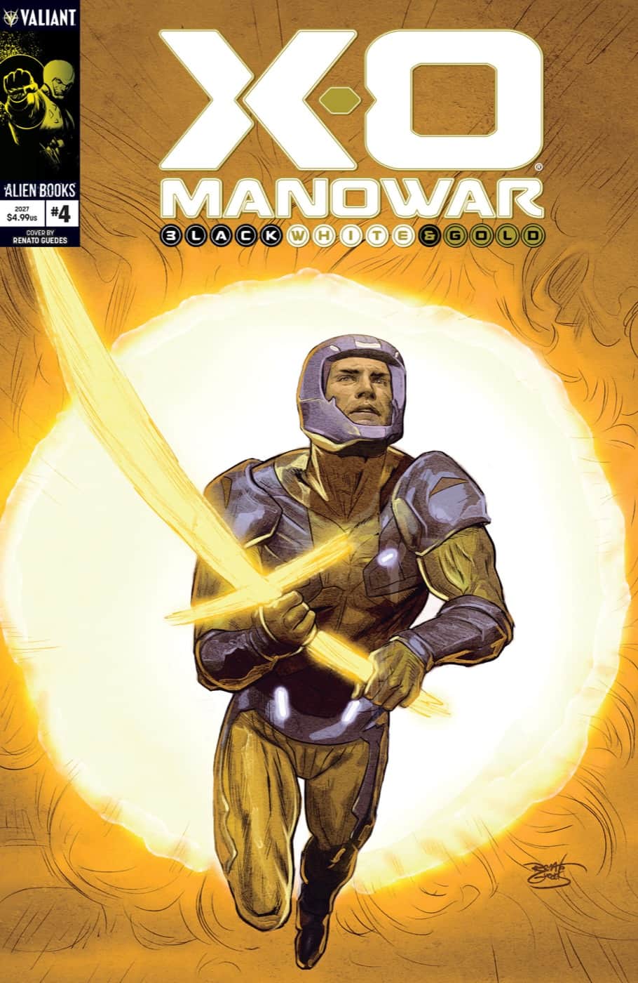 X-O Manowar: Black, White & Gold Cover