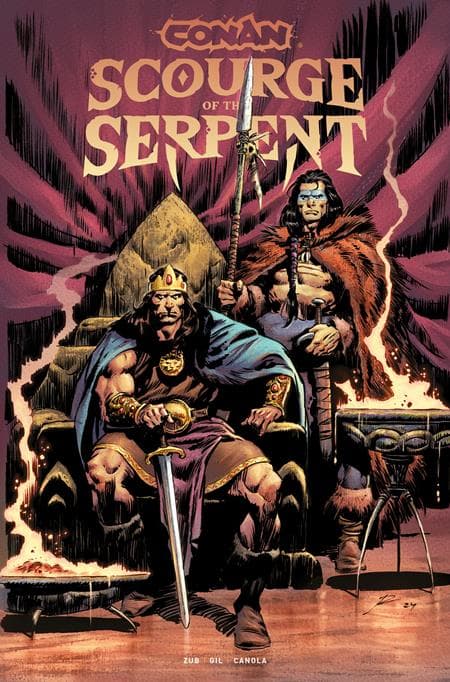 Cover für CONAN THE BARBARIAN SCOURGE OF THE SERPENT TP VOL 01 DIRECT MARKET EDITION ROBERTO DE LA TORRE THRONE CVR (MR)