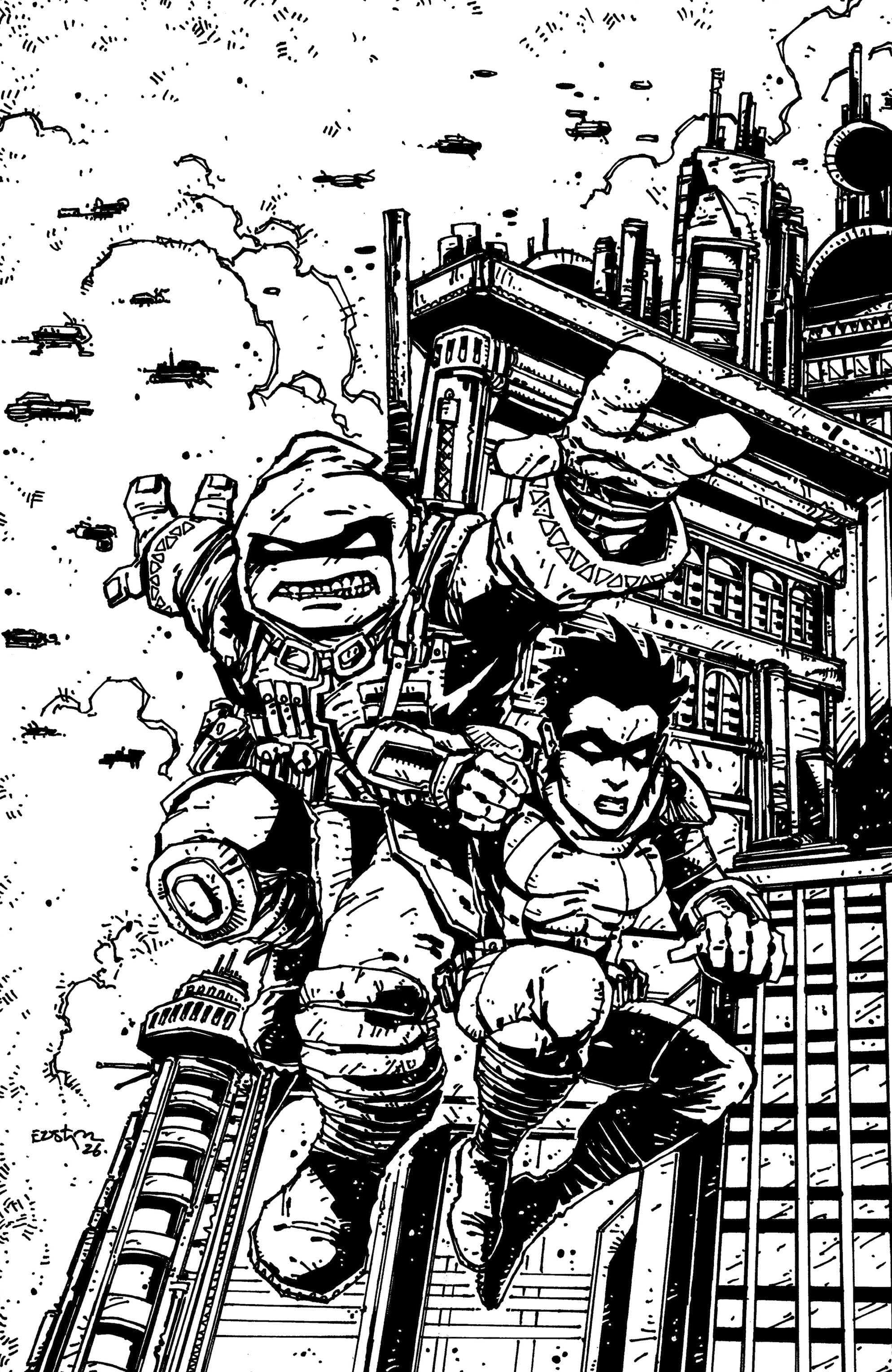 Cover für Teenage Mutant Ninja Turtles: The Last Ronin--Training Day Variant RI (50) (Eastman Full Art B&W)