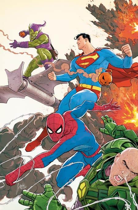 CVR J MIKEL JANIN SUPERMAN & SPIDER-MAN VS LEX LUTHOR & GREEN GOBLIN CARD STOCK VAR