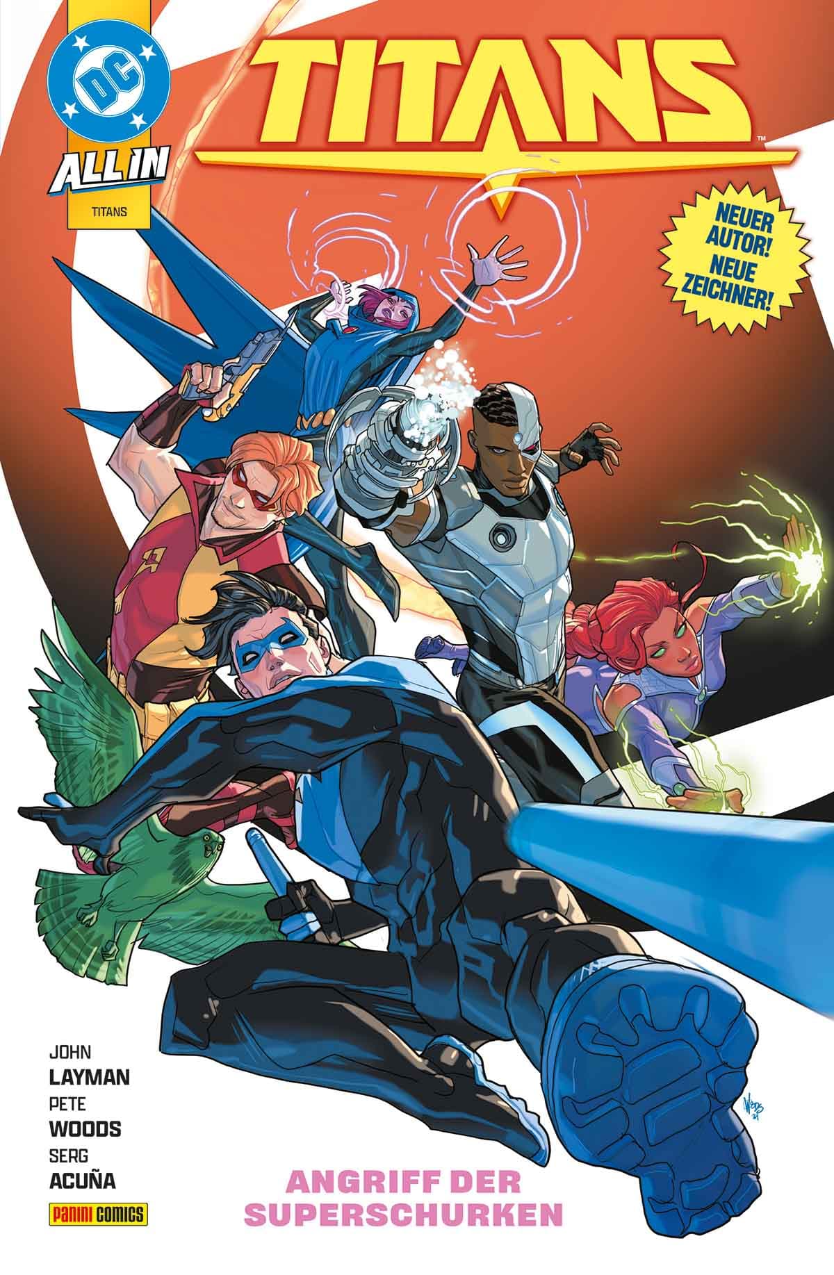 Cover für Titans 5 - Angriff der Superschurken (mit 4 DC-Sammelkarten)