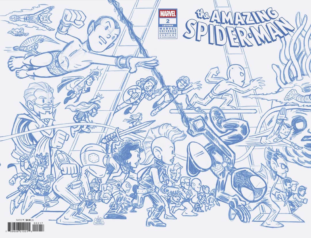 AMAZING SPIDER-MAN CHRIS GIARRUSSO MARVEL UNIVERSE CONNECTING BLUE LINE SKETCH VARIANT L